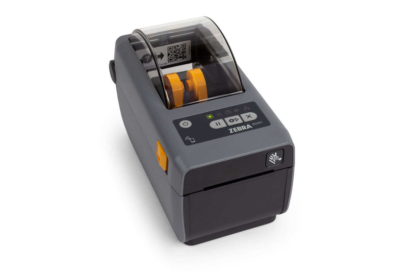 Zebra ZD411 Direct Thermal Label Printer - Product photography front right facing - from Barcode-scanners.com.au